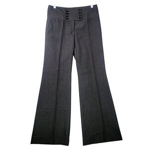 Kenneth Cole Womens Gray Pinstriped Wide Leg Trousers Size 4 Button Accent